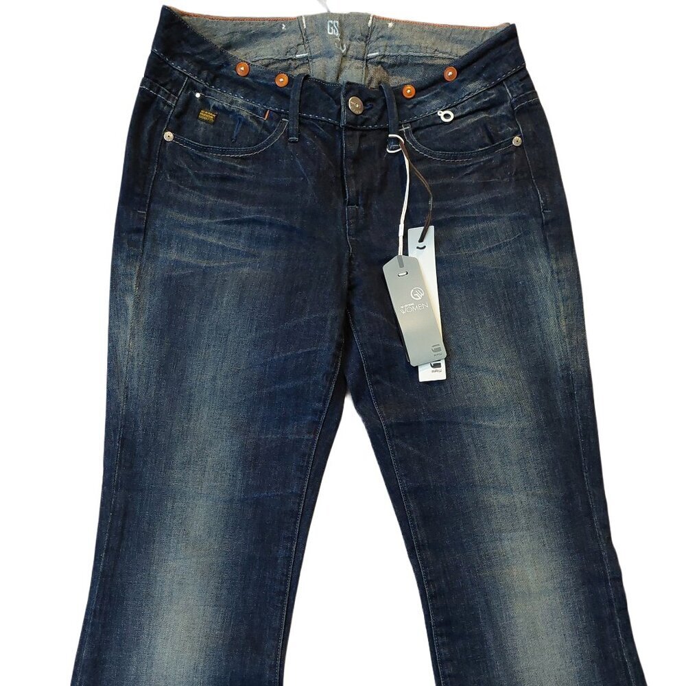 Retro Vintage G-Star Abby Flare Bootcut Medium Age Blue Denim Jeans Sz 27 NWT - Picture 5 of 14